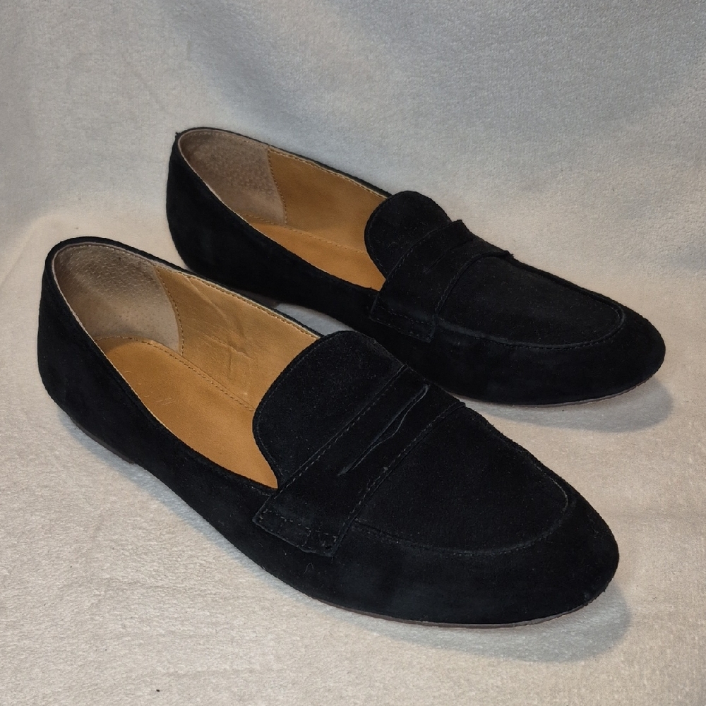 LAST CALL! J Crew Black Suede Penny Loafer SIZE 8.5 Charlie Loafer Academia